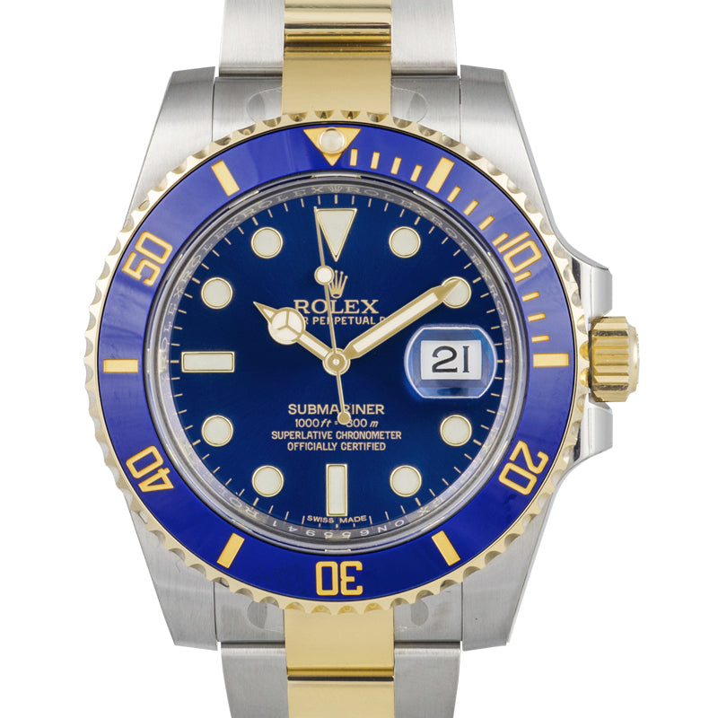 Submariner 18K Yellow Gold Automatic Blue Dial Men's Watch