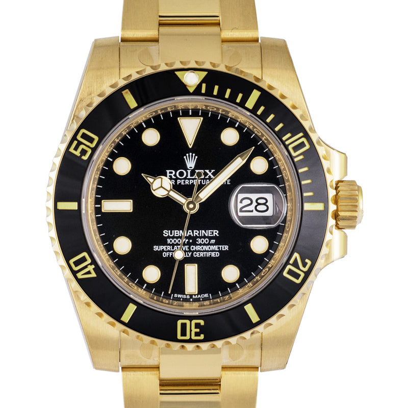 Submariner Date Yellow Gold Automatic Black Dial Men's Watch