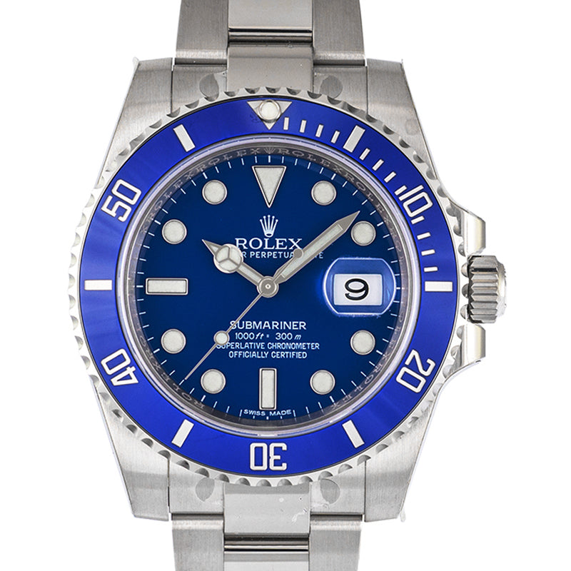 Submariner Date 18K White Gold Oyster Bracelet Automatic Blue Dial Men's Watch