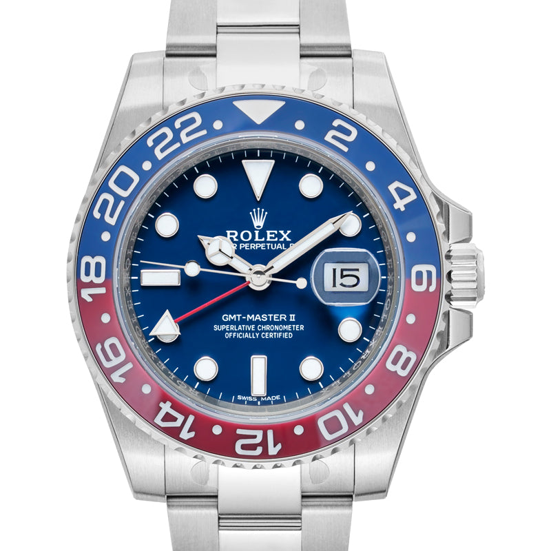 GMT-Master II Pepsi Blue and Red Bezel White Gold Automatic Blue Dial Men's Watch