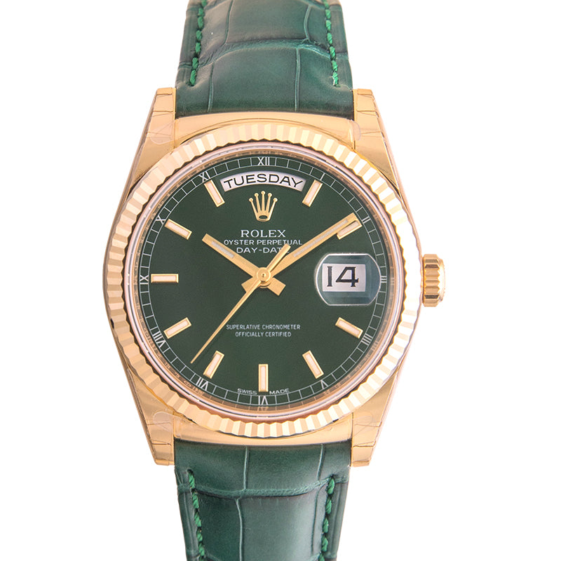 Day-Date 36 Yellow Gold / Strap / Green