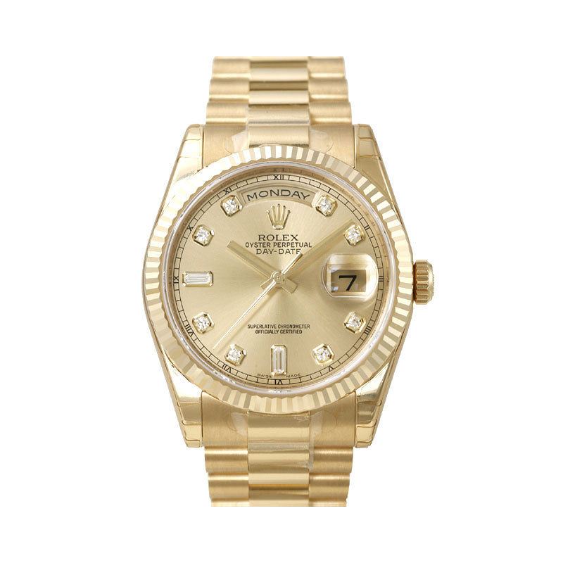 Day-Date 36 Yellow Gold Fluted / President / Champagne Diamonds