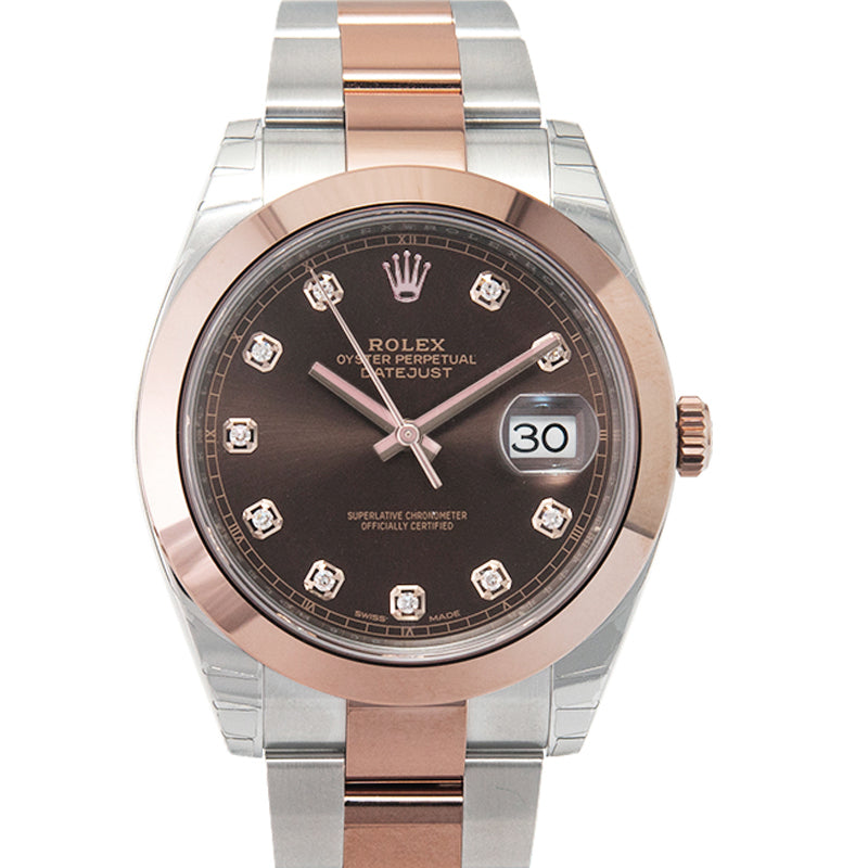 Datejust Automatic Chocolate set with diamonds Dial Stainless Steel and Everose Gold Men's Watch