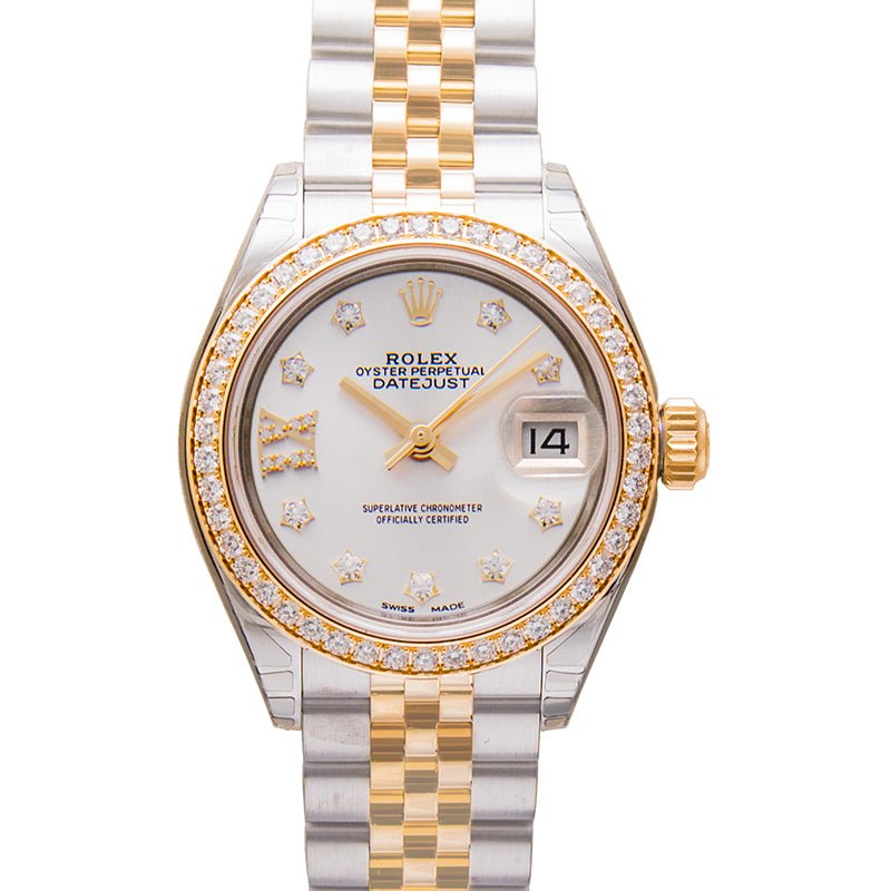 Lady Datejust Automatic Silver set with diamonds Dial Stainless Steel and Yellow Gold Ladies Watch