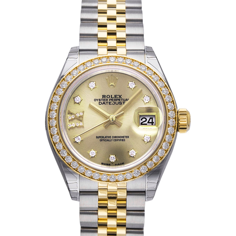 Lady Datejust Automatic Champagne-colour set with diamonds Dial Stainless Steel and Yellow Gold Ladies Watch