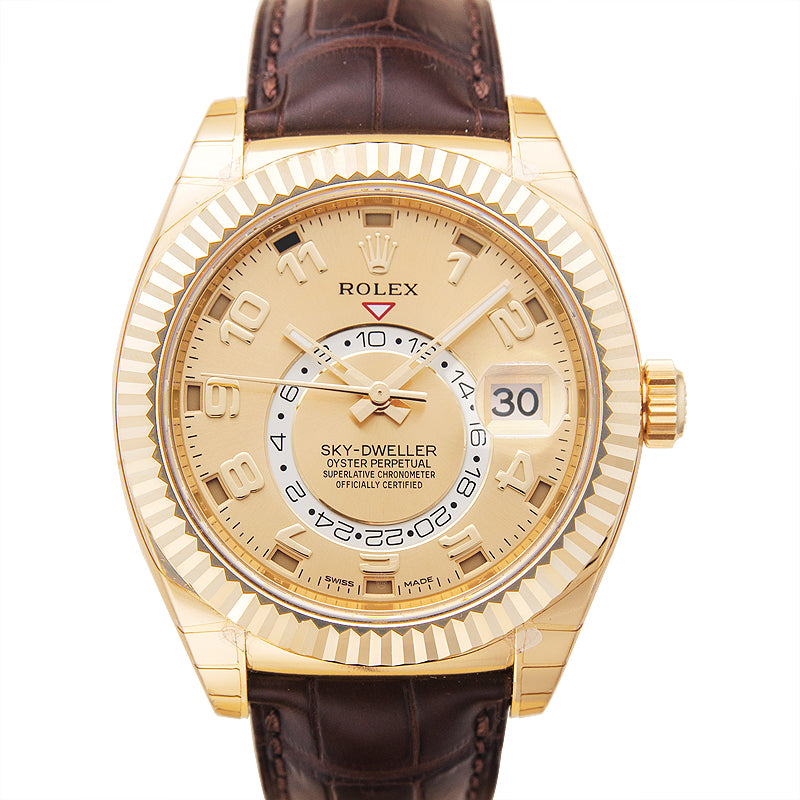Sky-Dweller Yellow Gold / Champagne Arabic / Alligator