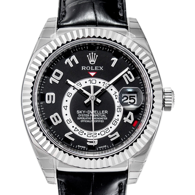 Sky-Dweller Automatic Black Dial 18kt White Gold Men's Watch 326139BKAL