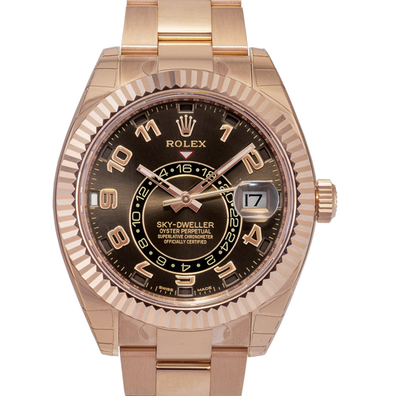 Sky Dweller Chocolate Dial 18K Everose Gold Oyster Bracelet Automatic Men's Watch 326935CHAO