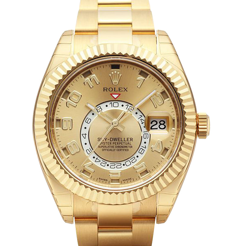 Sky Dweller Champagne Dial 18K Yellow Gold Oyster Bracelet Automatic Men's Watch 326938CAO