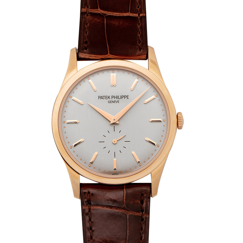 Calatrava White Dial 18K Rose Gold Men's Watch