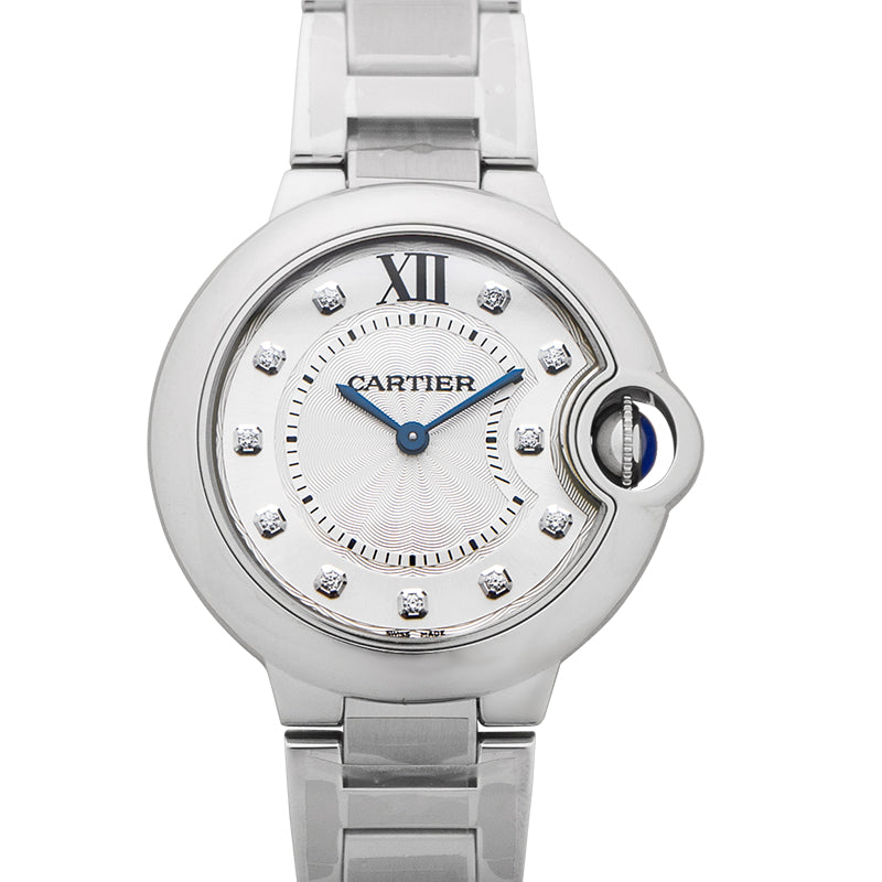 Ballon Bleu de Cartier Quartz Silver Dial Diamond Index Ladies Watch