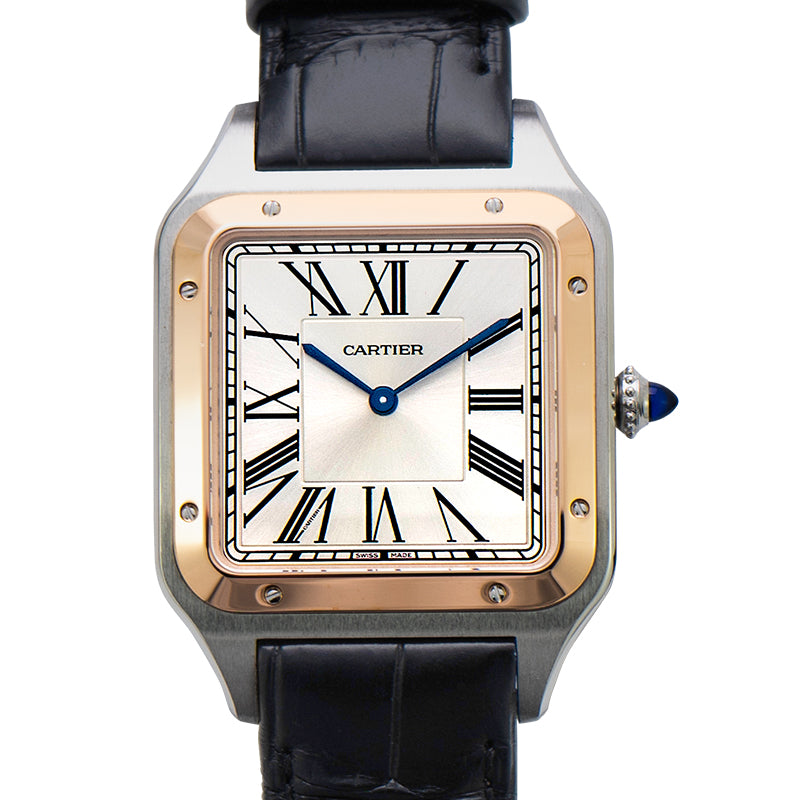 Santos Dumont Manual-winding Silver Dial Rose Gold Men's Watch