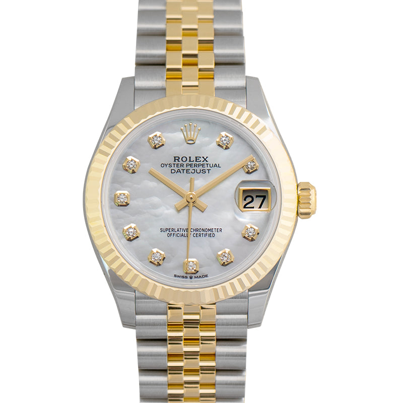 Datejust 31 Automatic White Mother of Pearl Dial Diamond Indexes Jubilee Ladies Watch
