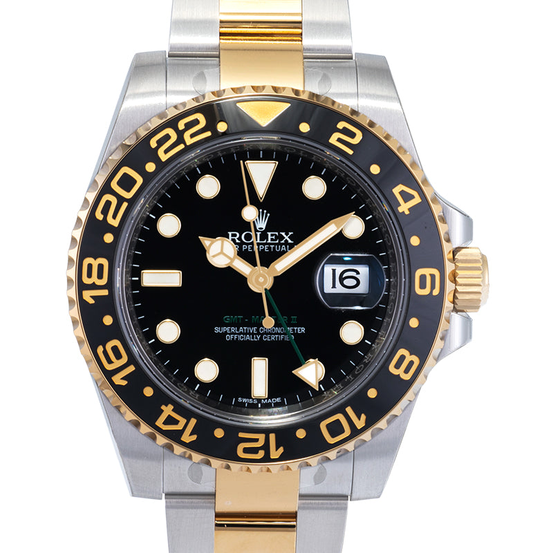 GMT Master II Automatic Black Dial Stainless Steel and Yellow Gold Men's Watch