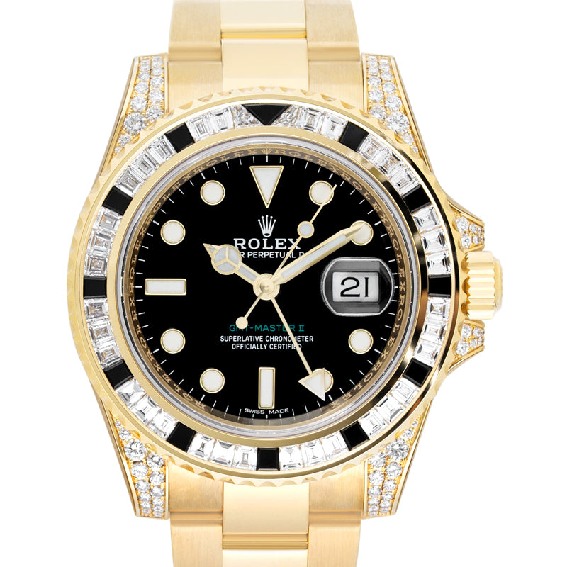 GMT-Master II Yellow Gold Automatic Black Dial Diamonds Men's Watch