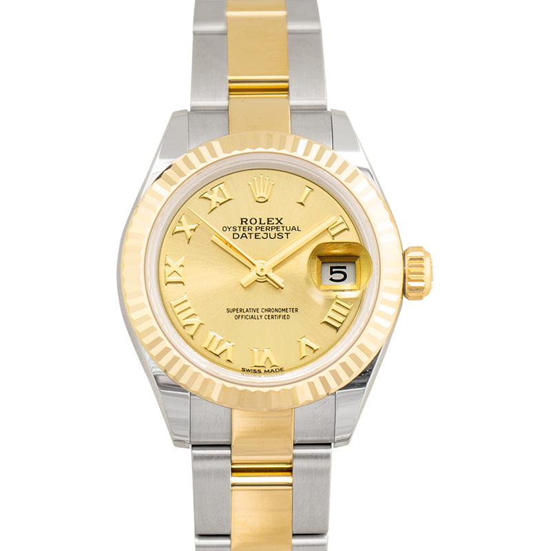 Lady Datejust Automatic Champagne Dial 18kt Yellow Gold Oyster Ladies Watch