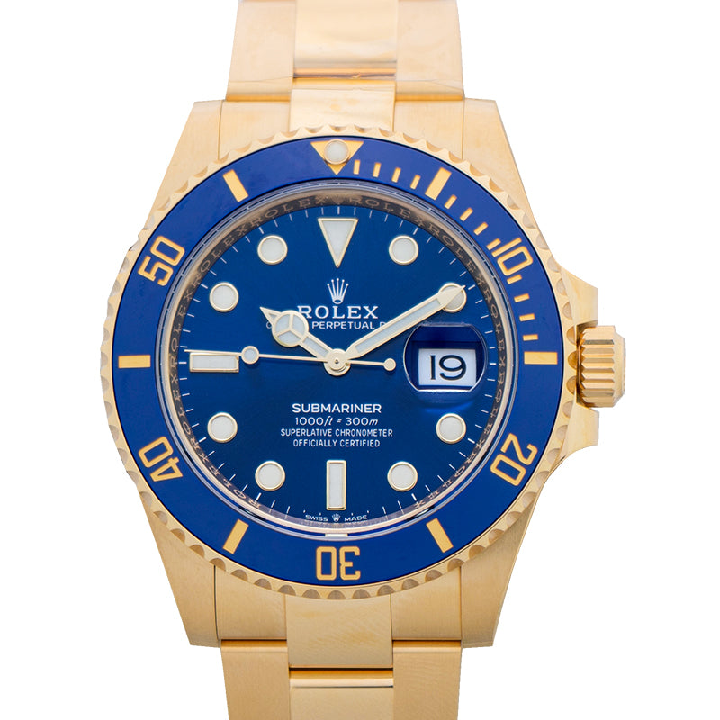 Submariner Automatic Blue Dial 18k Yellow Gold Men's Watch