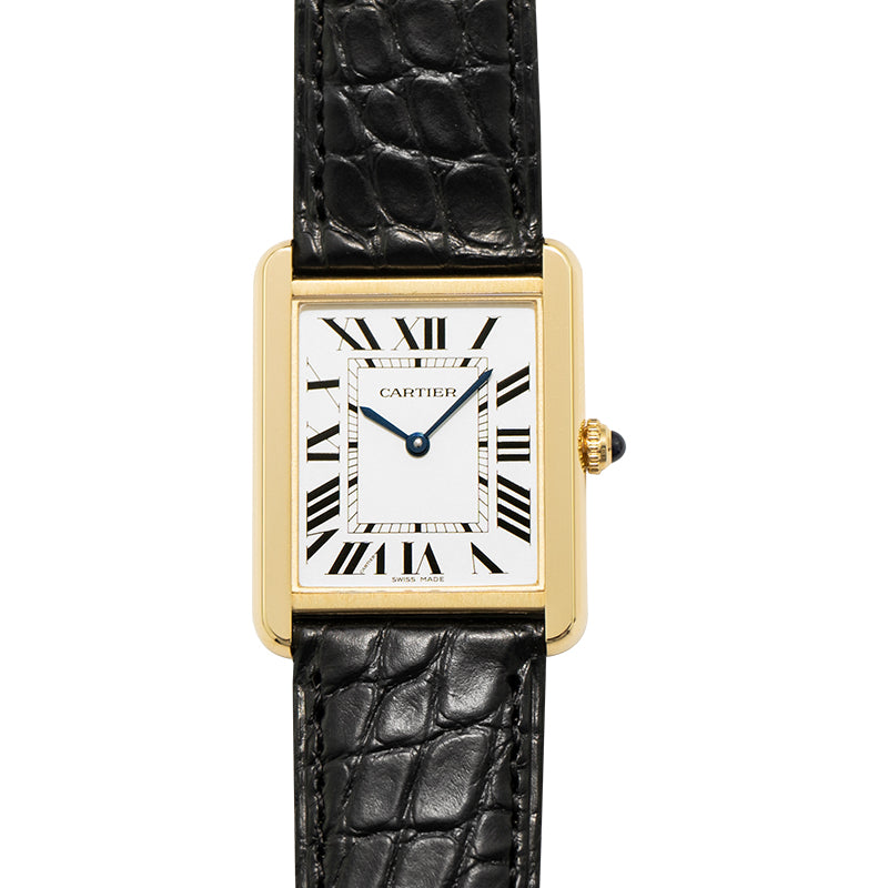 Tank Solo 35mm Quartz Silver Dial 18K Yellow Gold Unisex Watch