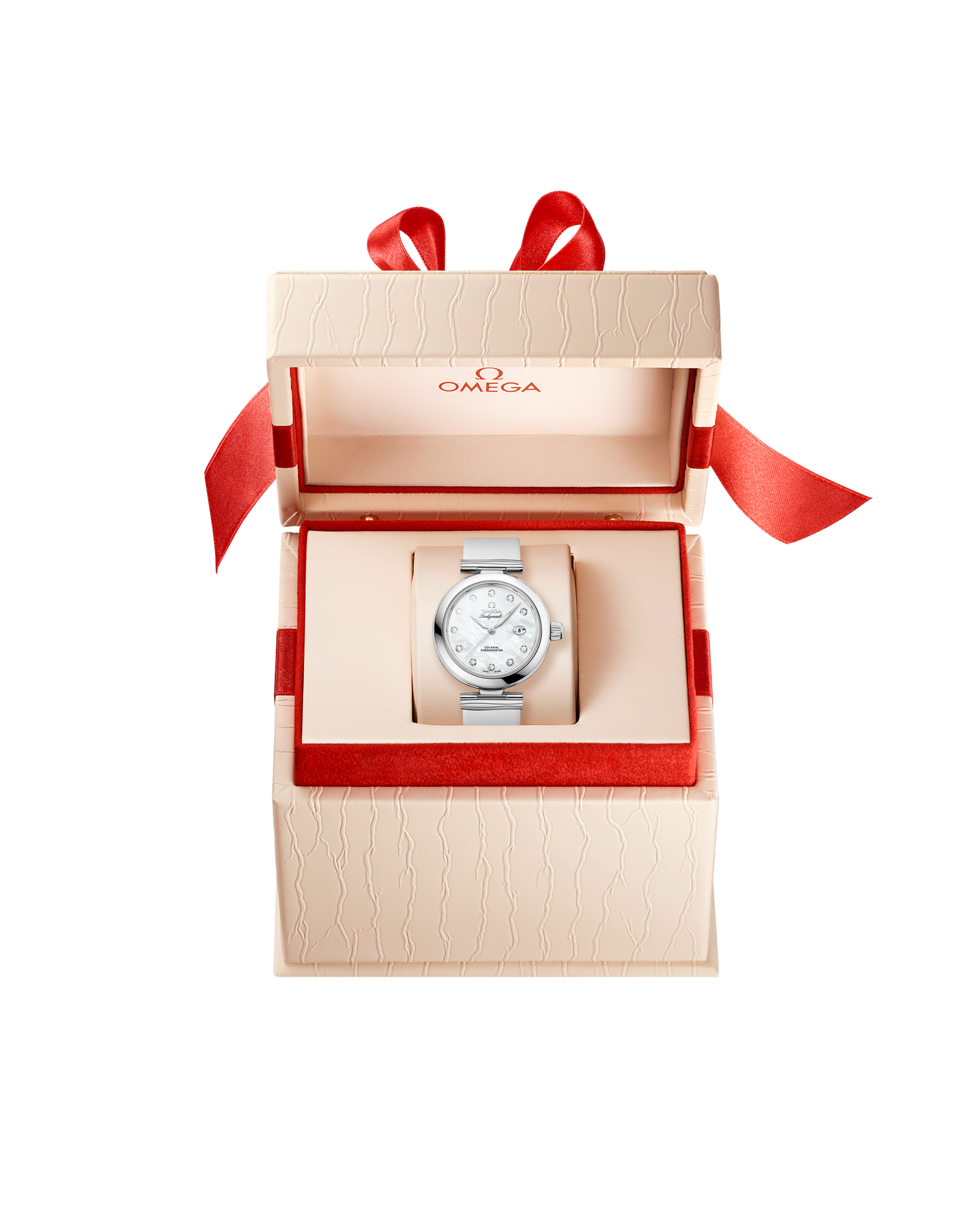 De Ville Ladymatic 34 mm, steel on leather strap