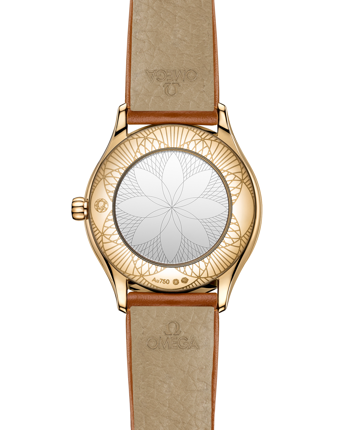 De Ville Mini Trésor 26 mm, Moonshine™ gold on leather strap