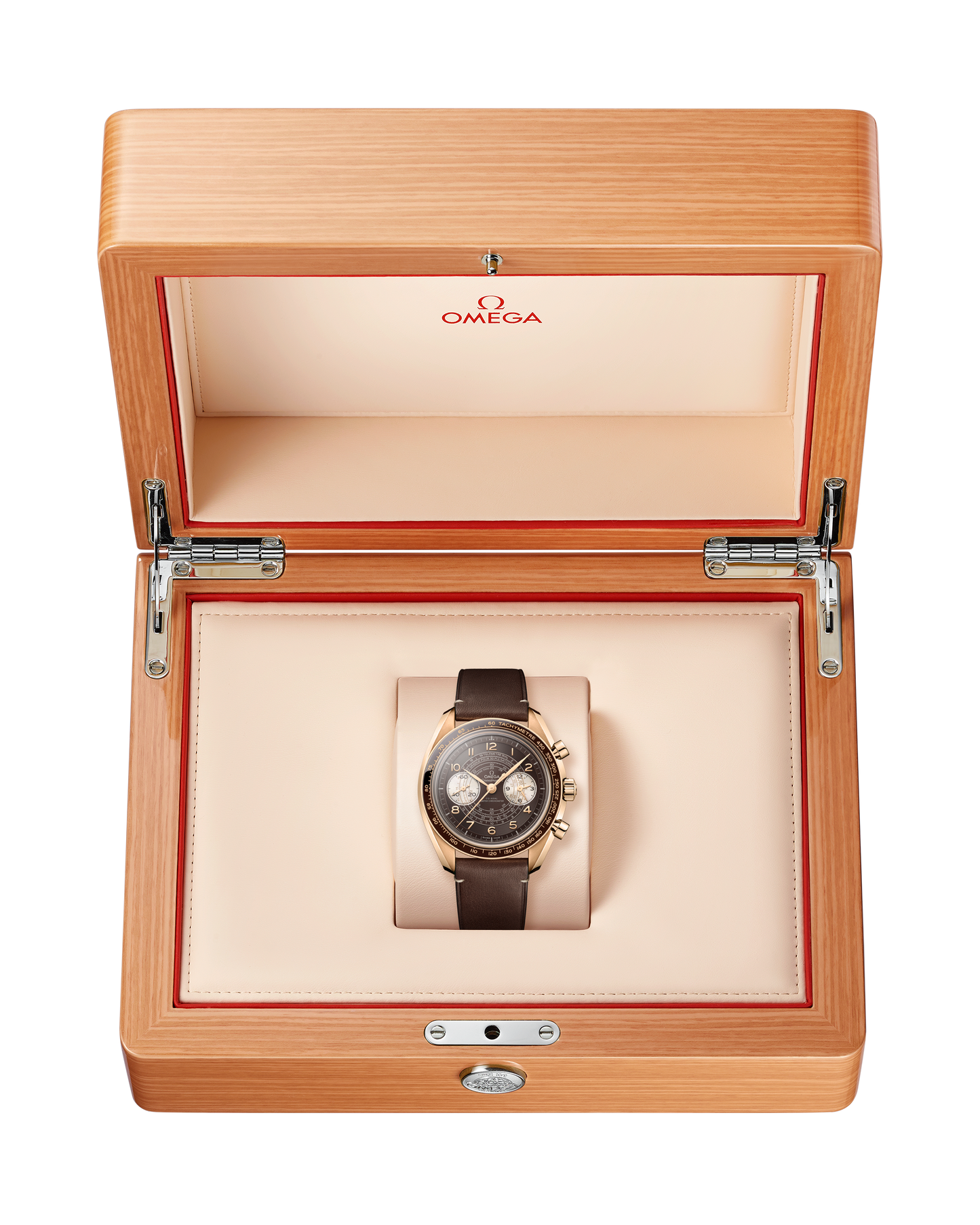 Speedmaster Chronoscope 43 mm, Bronze gold on leather strap