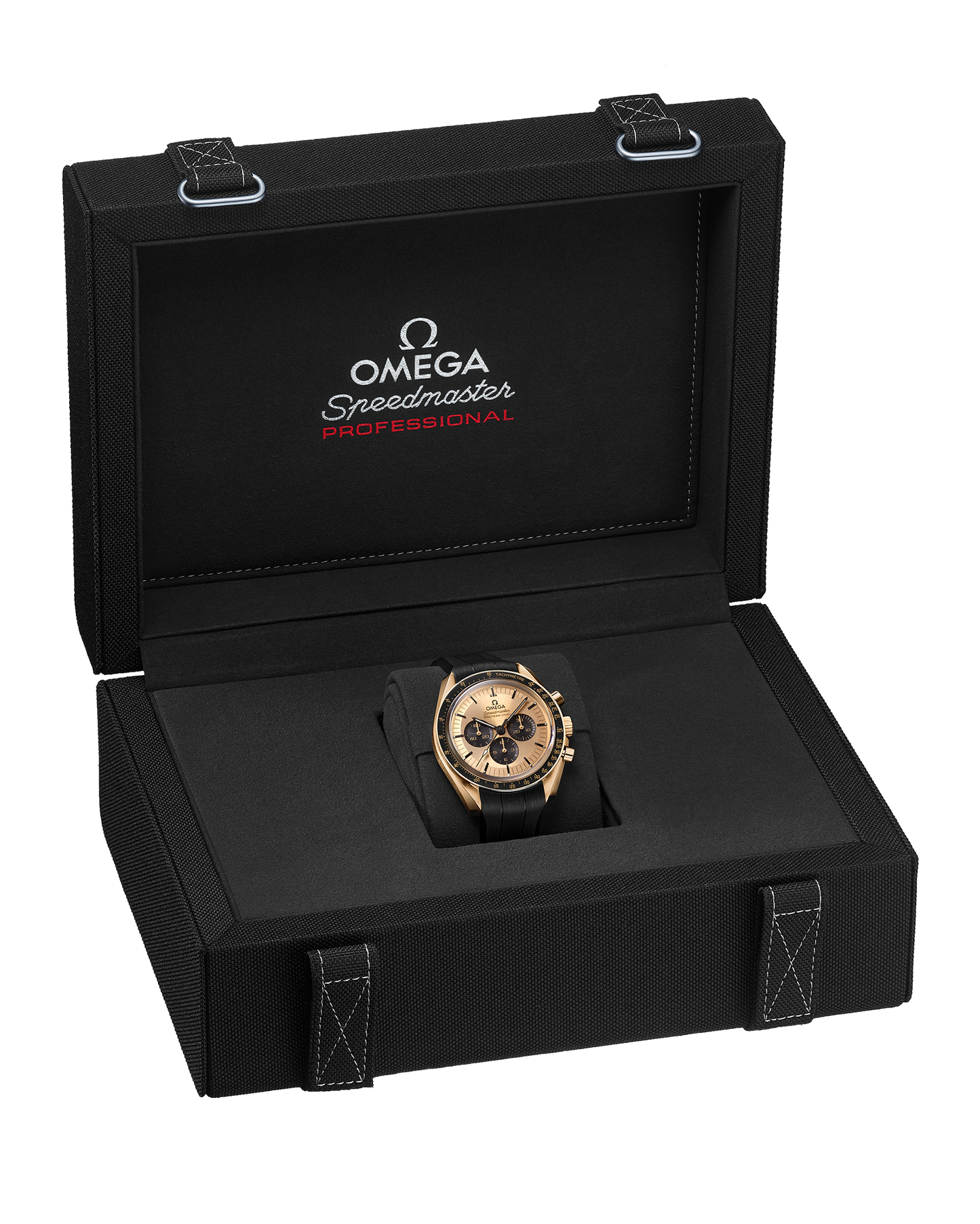 Speedmaster Moonwatch Professional 42 mm, Moonshine™ gold on rubber strap