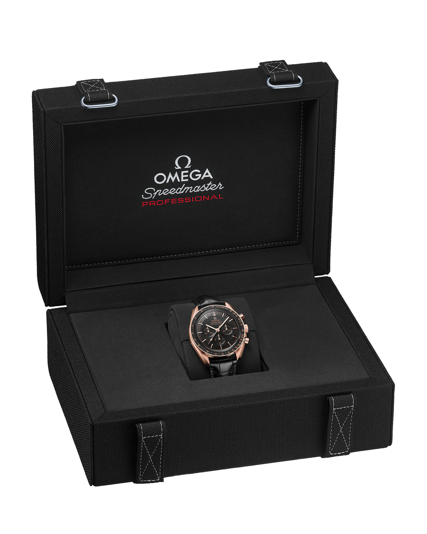 Speedmaster Moonwatch Professional 42 mm, Sedna™ gold on leather strap