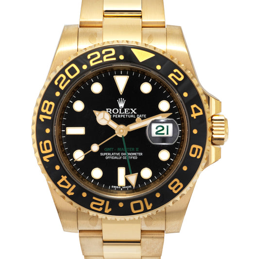 GMT Master II Automatic Black Dial 18k Yellow Gold Men's Watch
