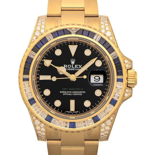 GMT Master II Automatic Black Dial 18k Yellow Gold Men's Watch