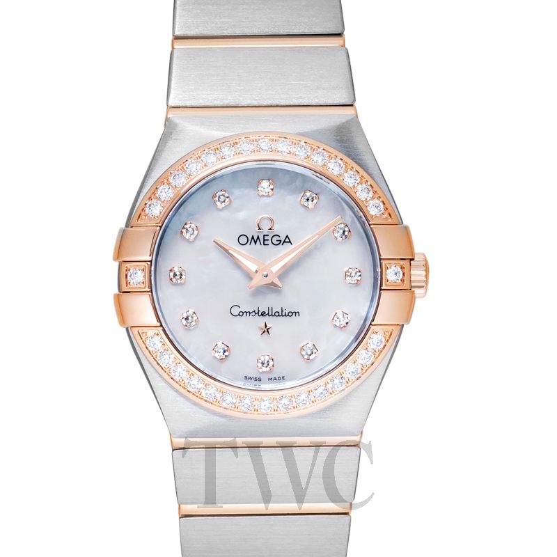Constellation Quartz White Dial Diamond Red Gold Ladies Watch