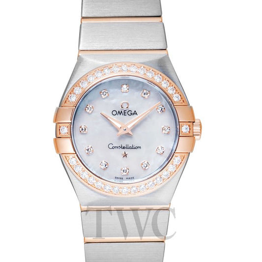 Constellation Quartz White Dial Diamond Red Gold Ladies Watch