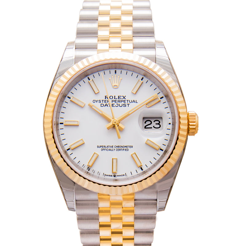 Datejust 36 Stainless Steel / Yellow Gold / Fluted / White / Jubilee