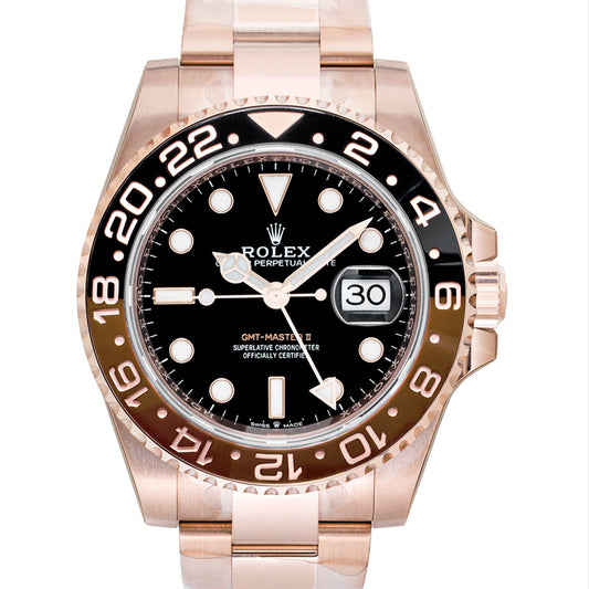 GMT Master II Black & Brown Bezel Everose Gold Automatic Black Dial Men's Watch