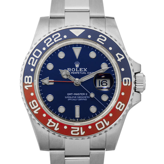 GMT Master II Pepsi Blue and Red Bezel White Gold Automatic Blue Dial Men's Watch