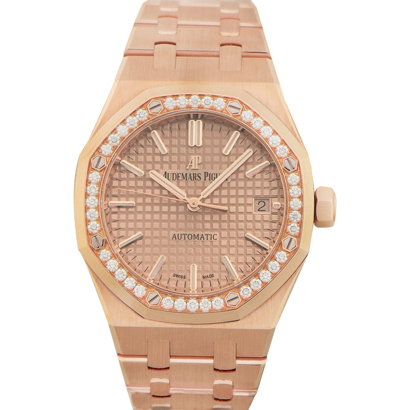Royal Oak Automatic Gold Dial with Diamonds Bezel Ladies Watch