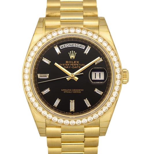 Day-Date 40 Yellow Gold Black Diamond Dial & Diamond Bezel President Bracelet