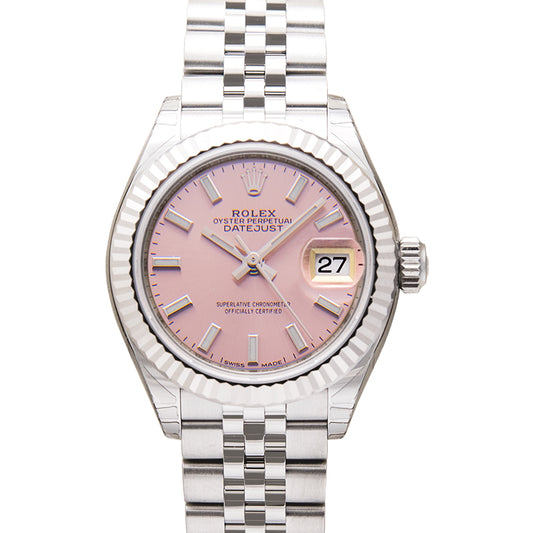 Lady-Datejust 28 Stainless Steel Fluted / Jubilee / Pink