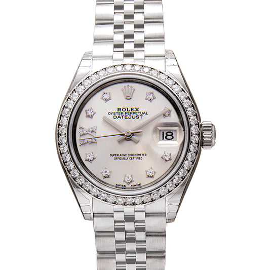 Lady Datejust Automatic Silver set with diamonds Dial Stainless Steel and White Gold Ladies Watch