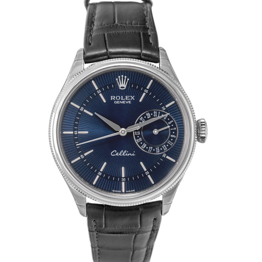 Cellini Date Blue 18k white gold/Leather Ø39mm