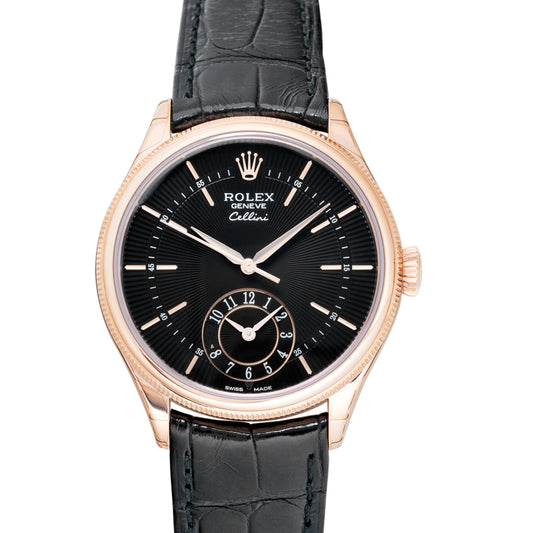 Cellini Dual Time Black/Leather Ø39mm