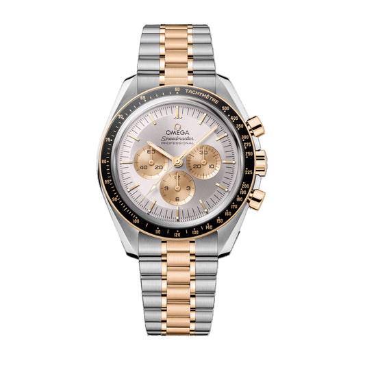 Omega Speedmaster Moonshine Gold and Steel Watch, 42mm Silver Dial, 310.20.42.50.02.001