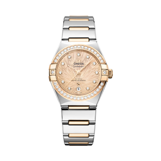 Omega Constellation Diamond Bezel Watch, 29mm Gold Dial, 131.25.29.20.58.002