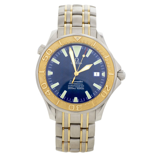 Omega Seamaster Diver 300m Steel & Yellow Gold Blue Dial 2455.80.00 Full Set