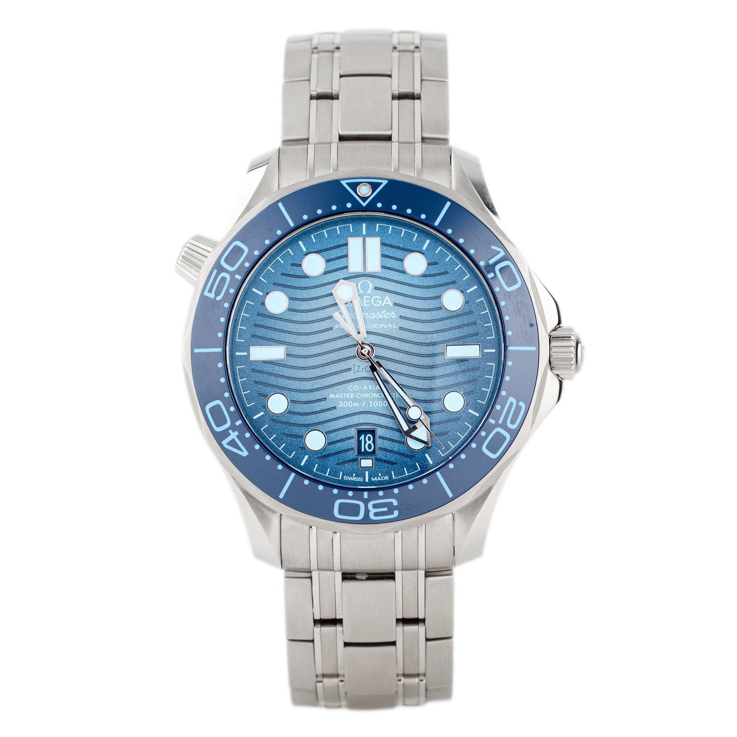 Omega Seamaster Diver 300M Stainless Steel Summer Blue Dial 210.30.42.20.03.003 Full Set