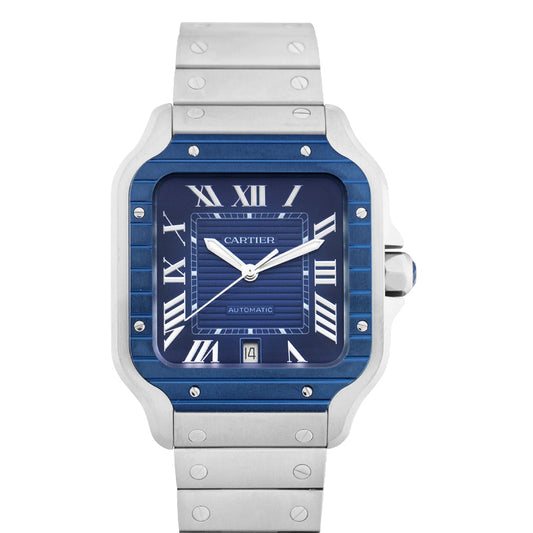 Santos Automatic Blue Dial Stainless Steel Men's Watch
