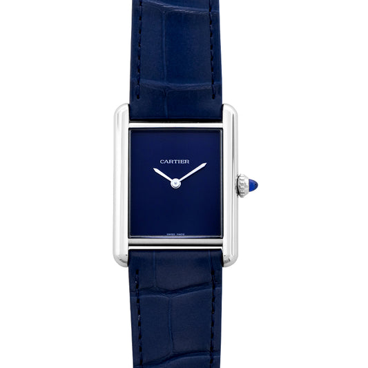 Tank Quartz Blue Dial Stainless Steel Ladies Watch