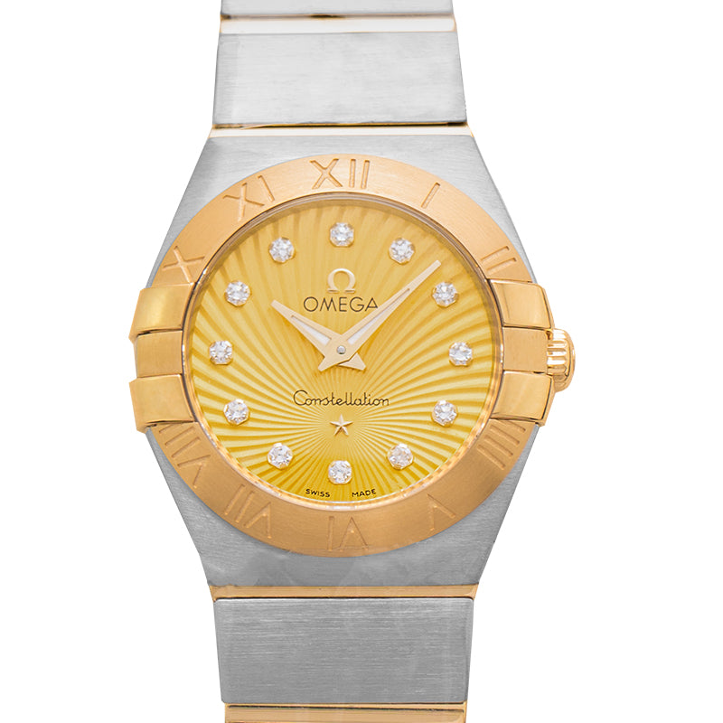 Constellation Quartz 24mm Quartz Gold Dial Diamond Indexes Ladies Watch