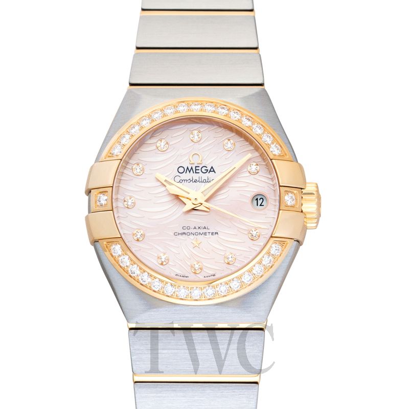 Constellation Automatic Pink Dial 18kt Yellow Gold Ladies Watch