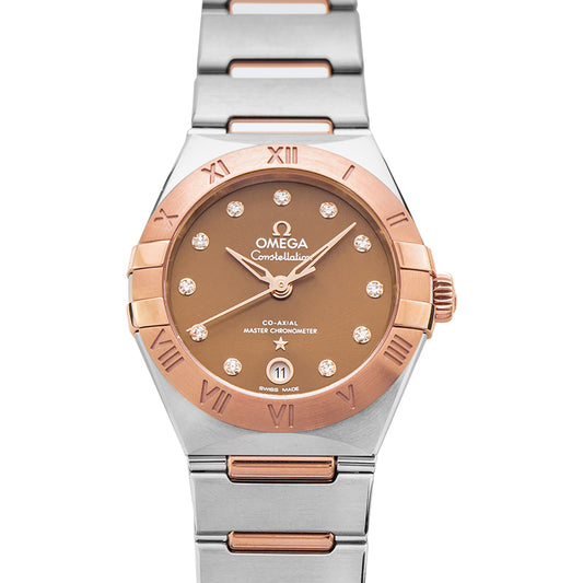 Constellation Co-Axial Master Chronometer Quartz Brown Dial Diamonds Ladies Watch