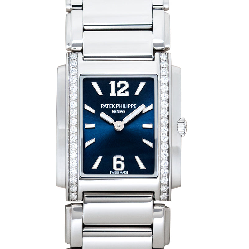 Twenty~4 Diamond Blue Sunburst Dial Ladies Watch